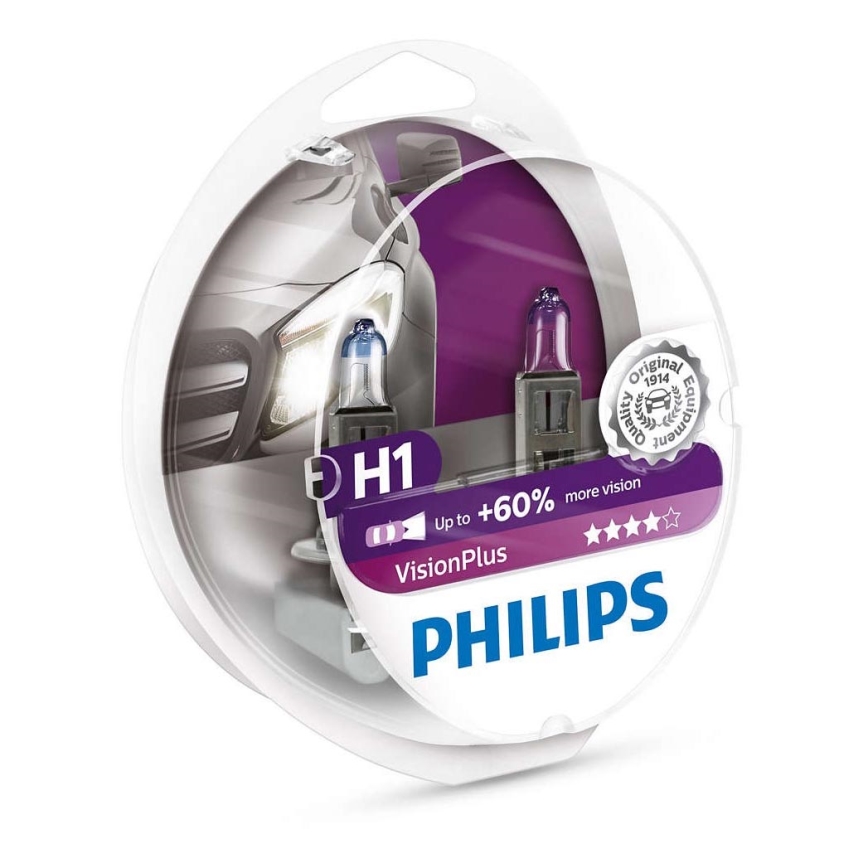 SET 2x Ampoule pour voiture Philips VISION PLUS 12258VPS2 H1 P14