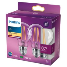 SET 2x Ampoules LED VINTAGE Philips E27/7W/230V 2700K