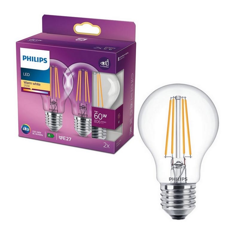 SET 2x Ampoules LED VINTAGE Philips E27/7W/230V 2700K