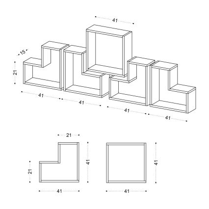 SET 5x Etagère murale ELITRA blanche