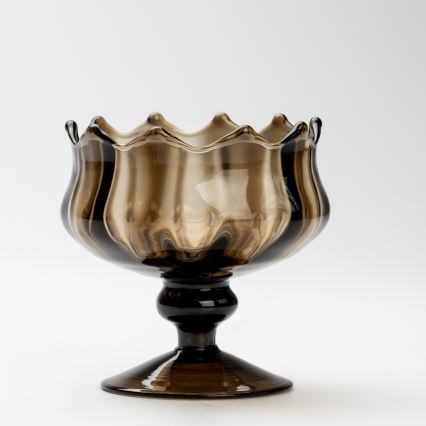 Set de 6 tasses en verre avec soucoupes et 1 sucrier fumé