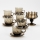 Set de 6 tasses en verre avec soucoupes et 1 sucrier fumé
