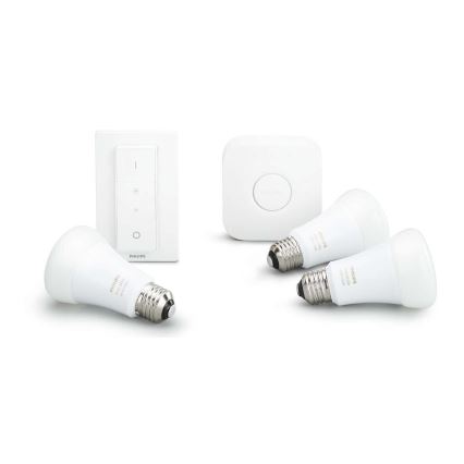 Set de base Philips Hue STARTER KIT WHITE 3xE27/9W + dispositif de connexion 2700K