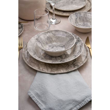 Set de vaisselle 24 pièces beige/gris/céramique