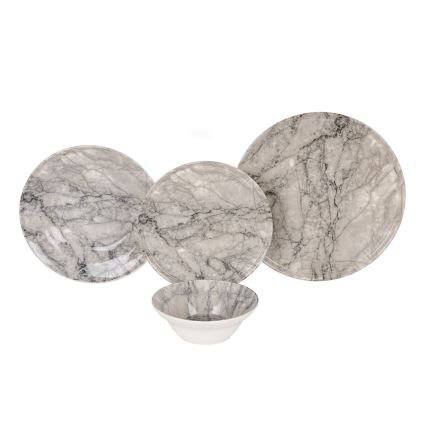 Set de vaisselle 24 pièces beige/gris/céramique