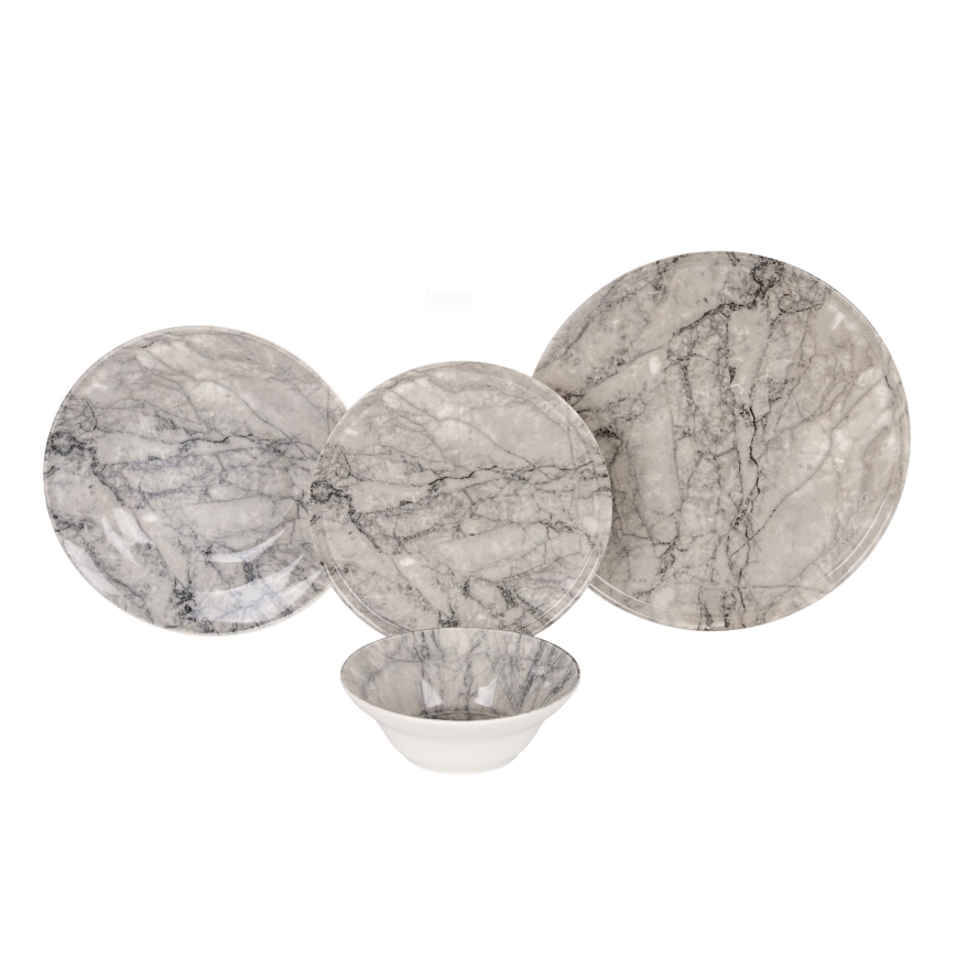 Set de vaisselle 24 pièces beige/gris/céramique