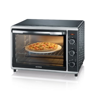 Severin TO 2058 - Four à chaleur tournante avec gril et pierre à pizza, 1800 W / 230 V, 42 L, noir