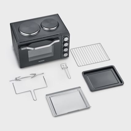 Severin TO 2074 - Four à convection avec gril et plaques de cuisson, 2500W/230V, 30 l, noir