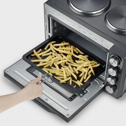 Severin TO 2074 - Four à convection avec gril et plaques de cuisson, 2500W/230V, 30 l, noir