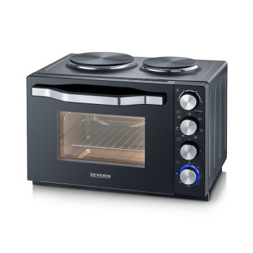 Severin TO 2074 - Four à convection avec gril et plaques de cuisson, 2500W/230V, 30 l, noir