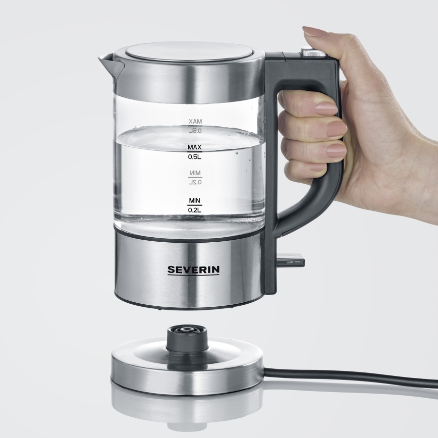 Severin WK 3472 - Bouilloire électrique 0,5 l 1100 W/230 V inox/verre