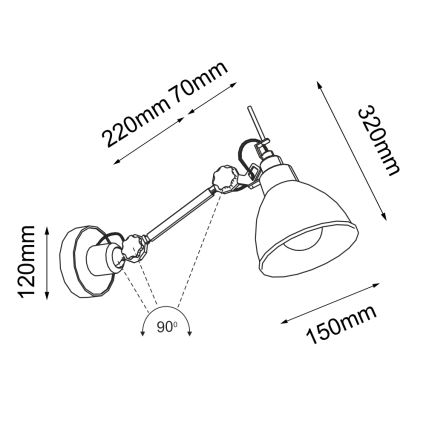 Shilo - Lampe murale 1xE27/15W/230V noire