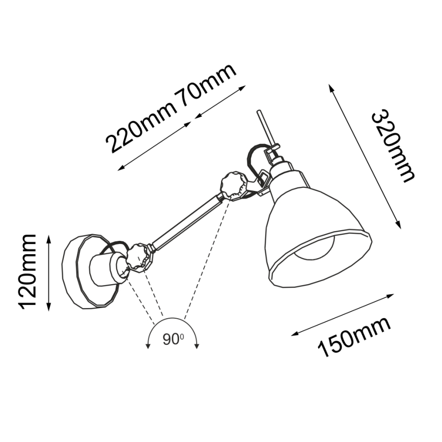 Shilo - Lampe murale 1xE27/15W/230V noire