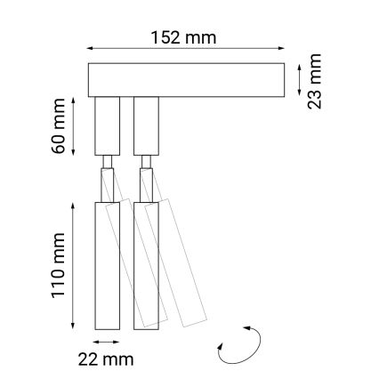 Shilo - Spot mural 2xG9/10W/230V noir