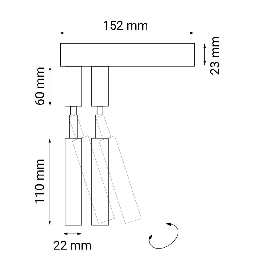 Shilo - Spot mural 2xG9/10W/230V noir