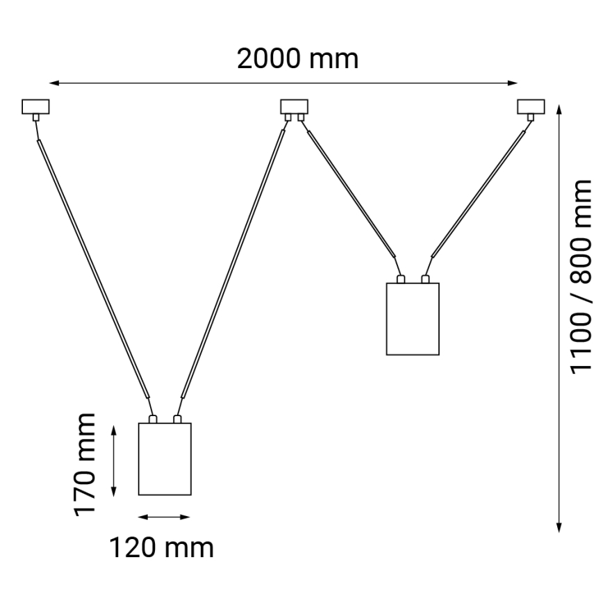 Shilo - Suspension filaire 2xGU10/15W/230V araignée noir