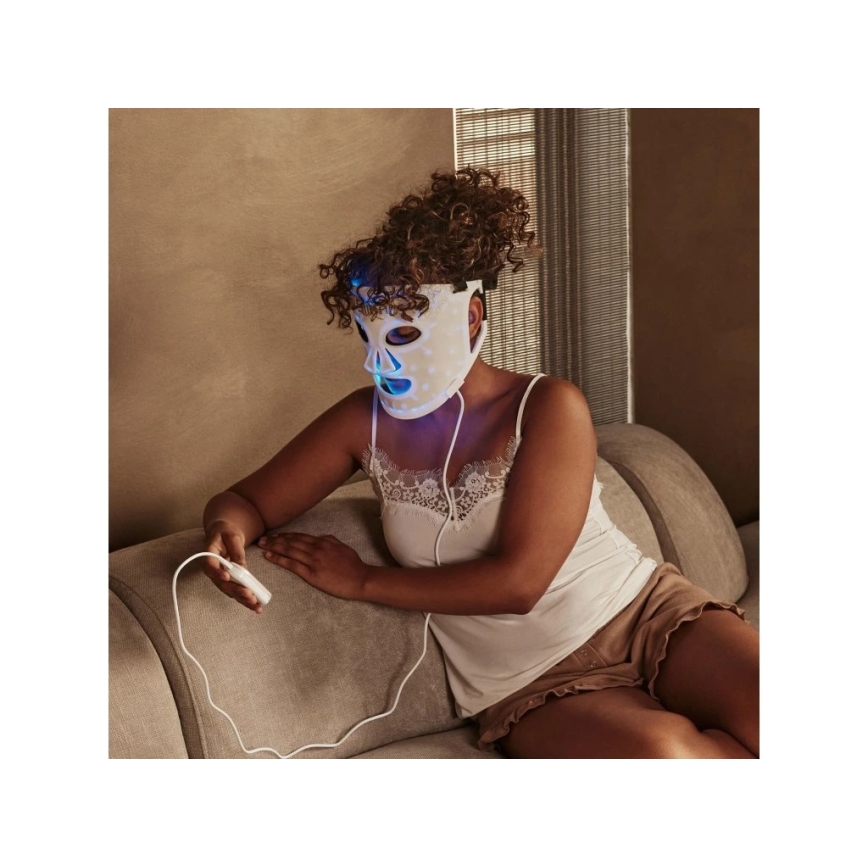 Silk’n - Masque thérapeutique LED RGB pour le visage LED/5V 2000 mAh blanc + télécommande