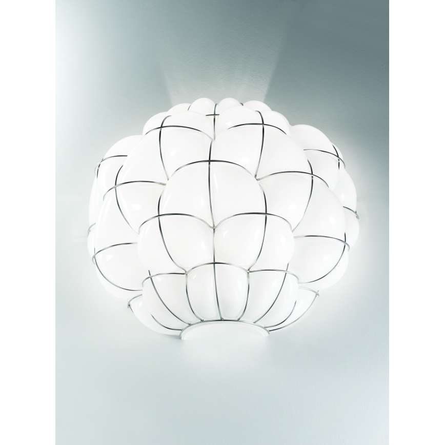 SIRU - Applique murale POUFF 1xE27/60W/230V chrome brillant/blanc Verre vénitien