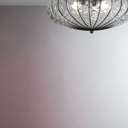 SIRU - Plafonnier ACCADEMIA 3xE27/60W/230V transparent/noir Verre vénitien