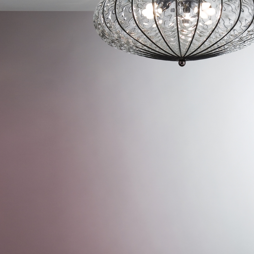 SIRU - Plafonnier ACCADEMIA 3xE27/60W/230V transparent/noir Verre vénitien