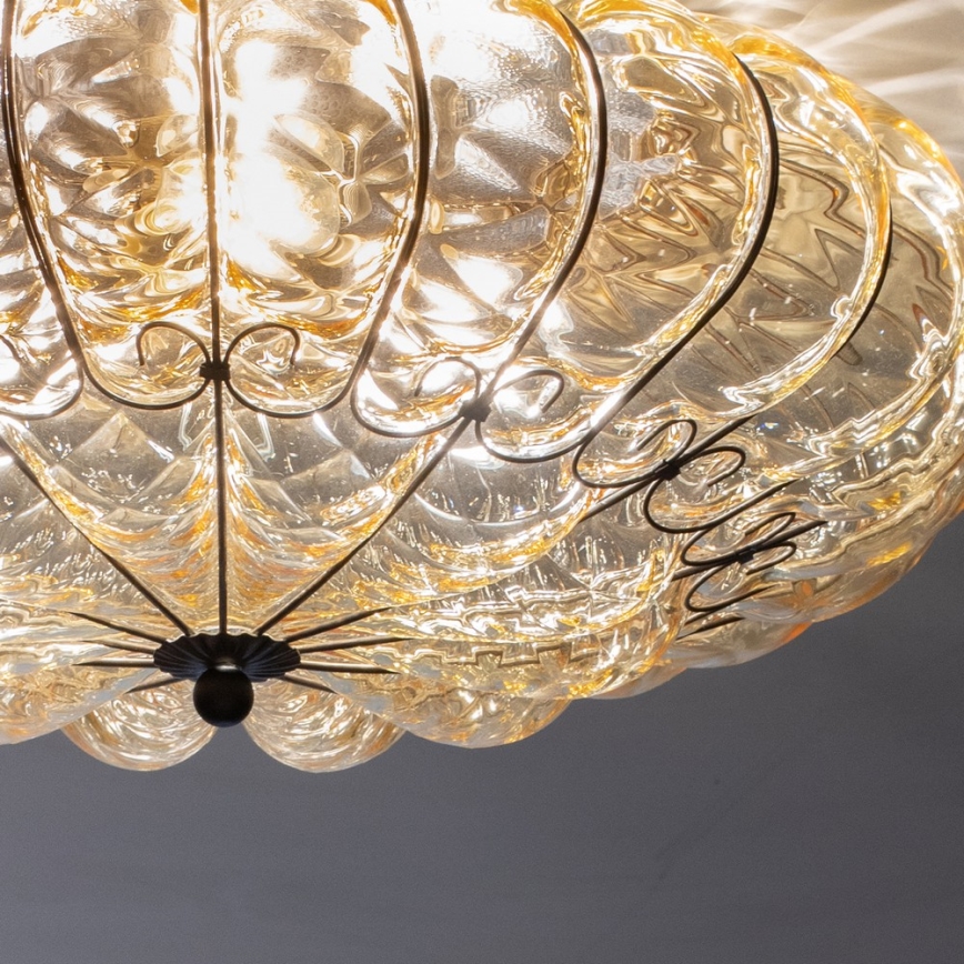 SIRU - Plafonnier SOLE 3xE14/40W/230V d. 31 cm beige/chrome mat Verre vénitien