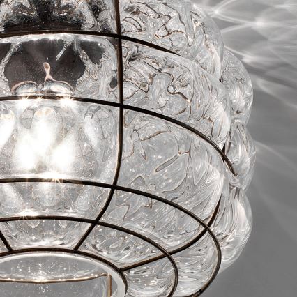 SIRU - Plafonnier TERRA 1xE27/60W/230V noir/transparent Verre vénitien