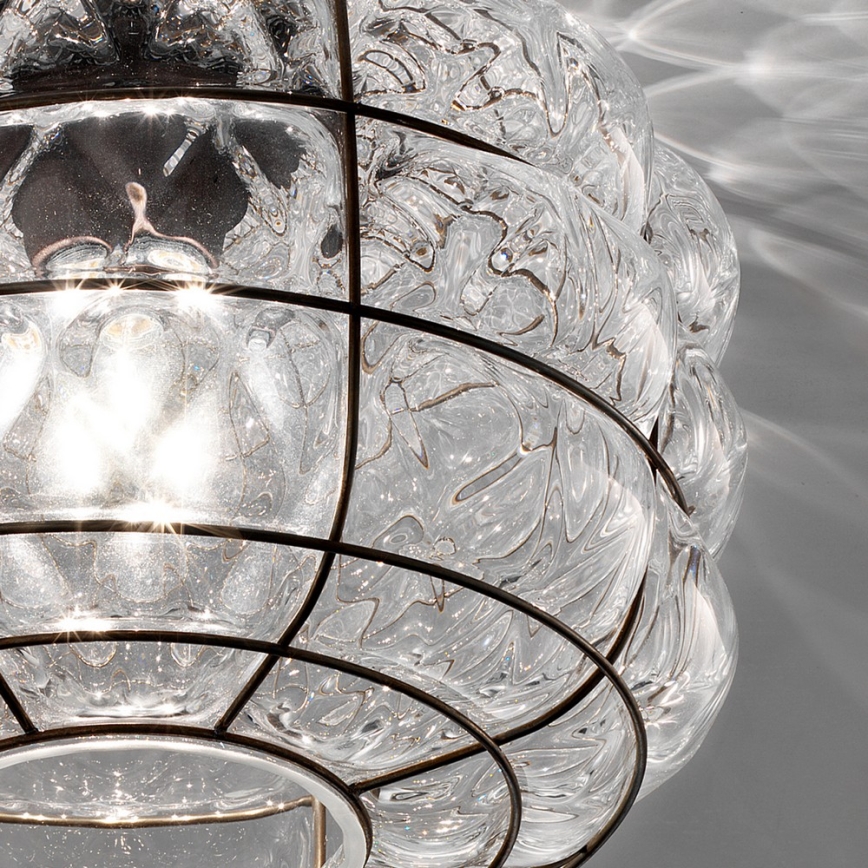 SIRU - Plafonnier TERRA 1xE27/60W/230V noir/transparent Verre vénitien