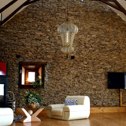 SIRU - Suspension chaîne BABÀ 1xE27/60W/230V d. 30 cm beige/marron Verre vénitien