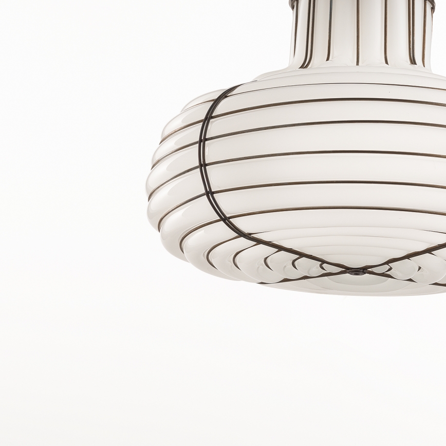 SIRU - Suspension filaire CHAPEAU 2xE14/40W/230V chrome mat/blanc Verre vénitien