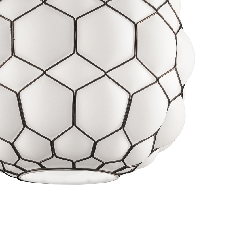 SIRU - Suspension filaire GALAPAGOS 1xE27/60W/230V noir/blanc Verre vénitien