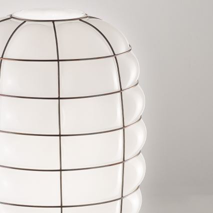 SIRU - Suspension filaire LANTERNA 1xE27/60W/230V d. 32 cm noir/blanc Verre vénitien