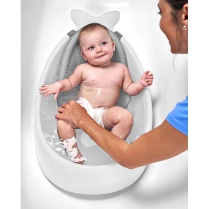 Skip Hop - Baignoire pour bébé avec tapis ergonomique MOBY 3 blanc