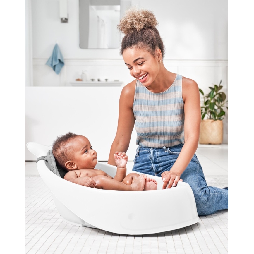 Skip Hop - Baignoire pour bébé avec tapis ergonomique MOBY 3 blanc