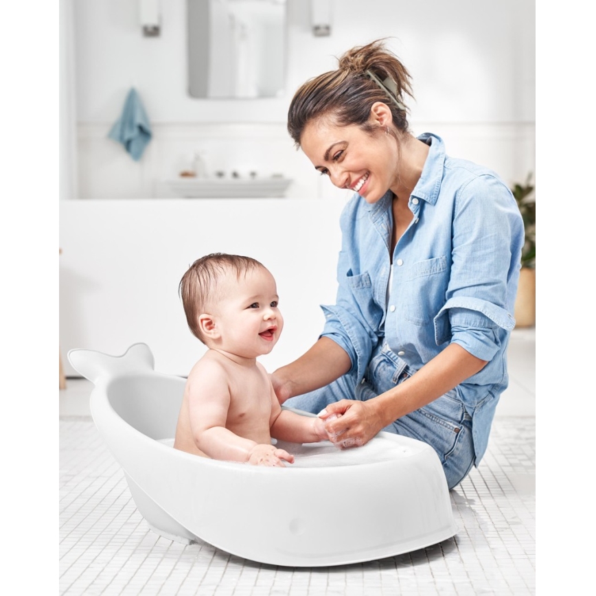 Skip Hop - Baignoire pour bébé avec tapis ergonomique MOBY 3 blanc