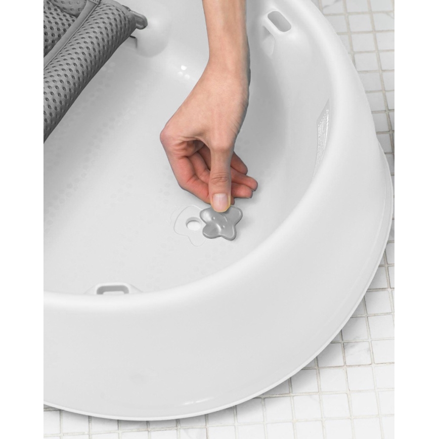 Skip Hop - Baignoire pour bébé avec tapis ergonomique MOBY 3 blanc