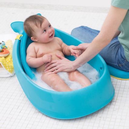 Skip Hop - Baignoire pour bébé avec tapis ergonomique MOBY 3 bleu