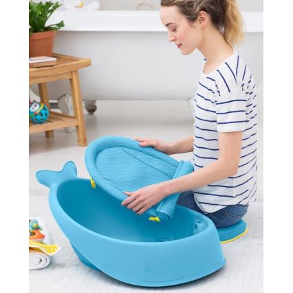 Skip Hop - Baignoire pour bébé avec tapis ergonomique MOBY 3 bleu