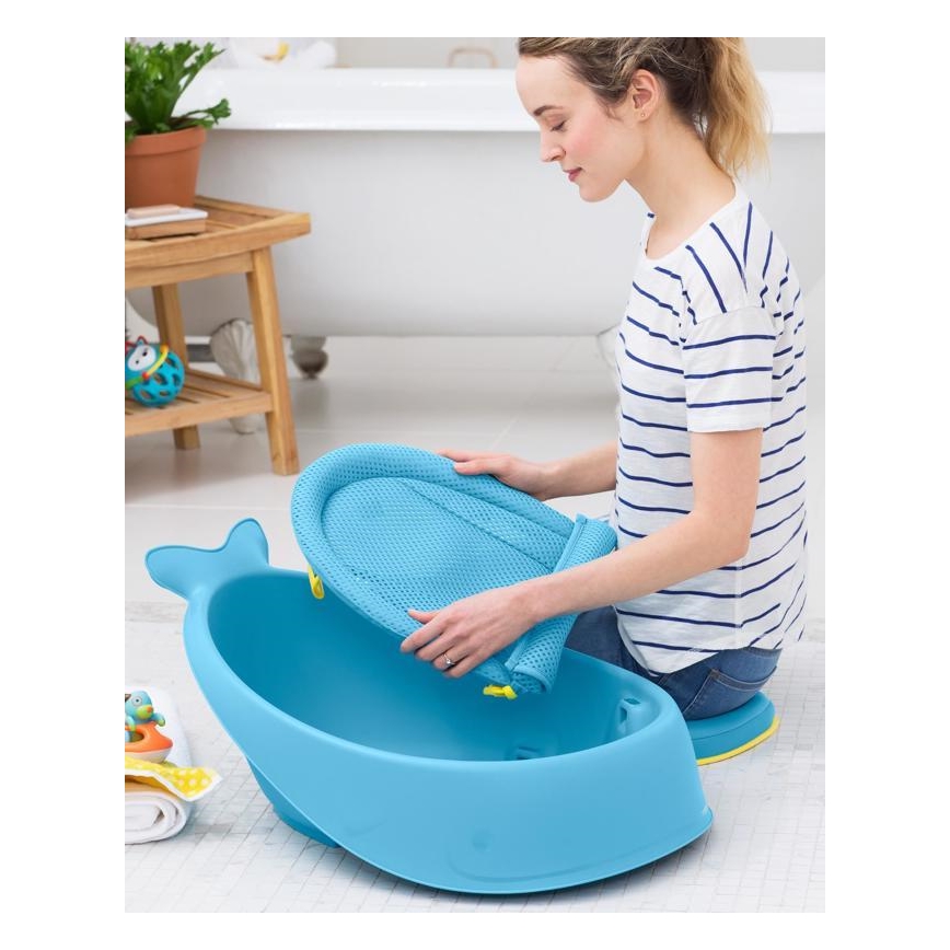Skip Hop - Baignoire pour bébé avec tapis ergonomique MOBY 3 bleu