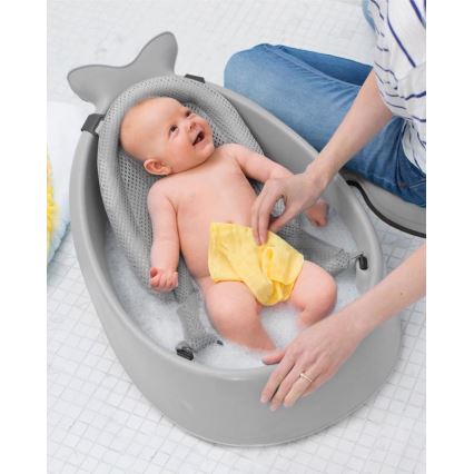 Skip Hop - Baignoire pour bébé avec tapis ergonomique MOBY 3 gris