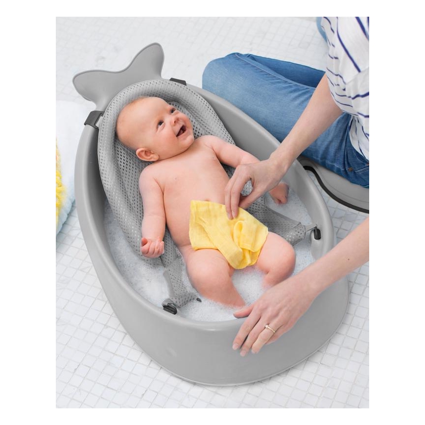 Skip Hop - Baignoire pour bébé avec tapis ergonomique MOBY 3 gris
