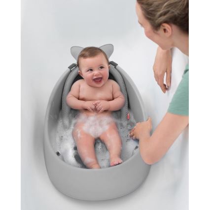 Skip Hop - Baignoire pour bébé avec tapis ergonomique MOBY 3 gris