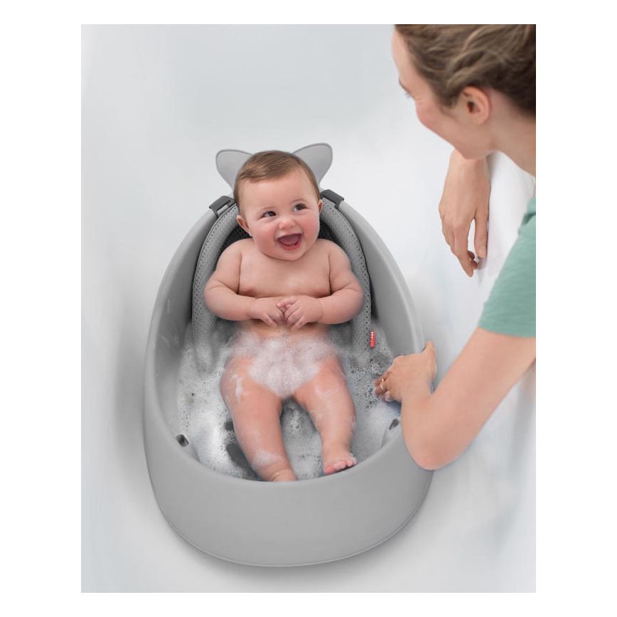 Skip Hop - Baignoire pour bébé avec tapis ergonomique MOBY 3 gris