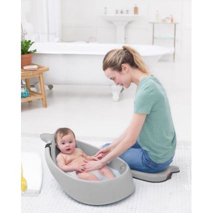 Skip Hop - Baignoire pour bébé avec tapis ergonomique MOBY 3 gris