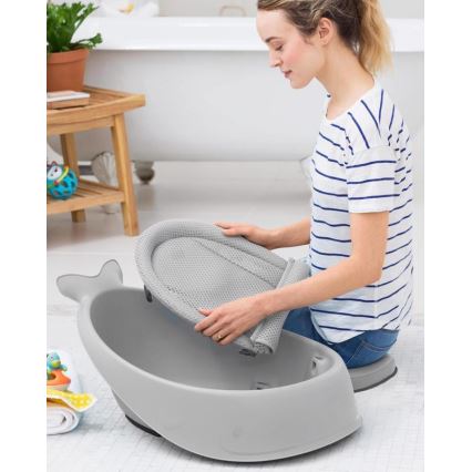 Skip Hop - Baignoire pour bébé avec tapis ergonomique MOBY 3 gris