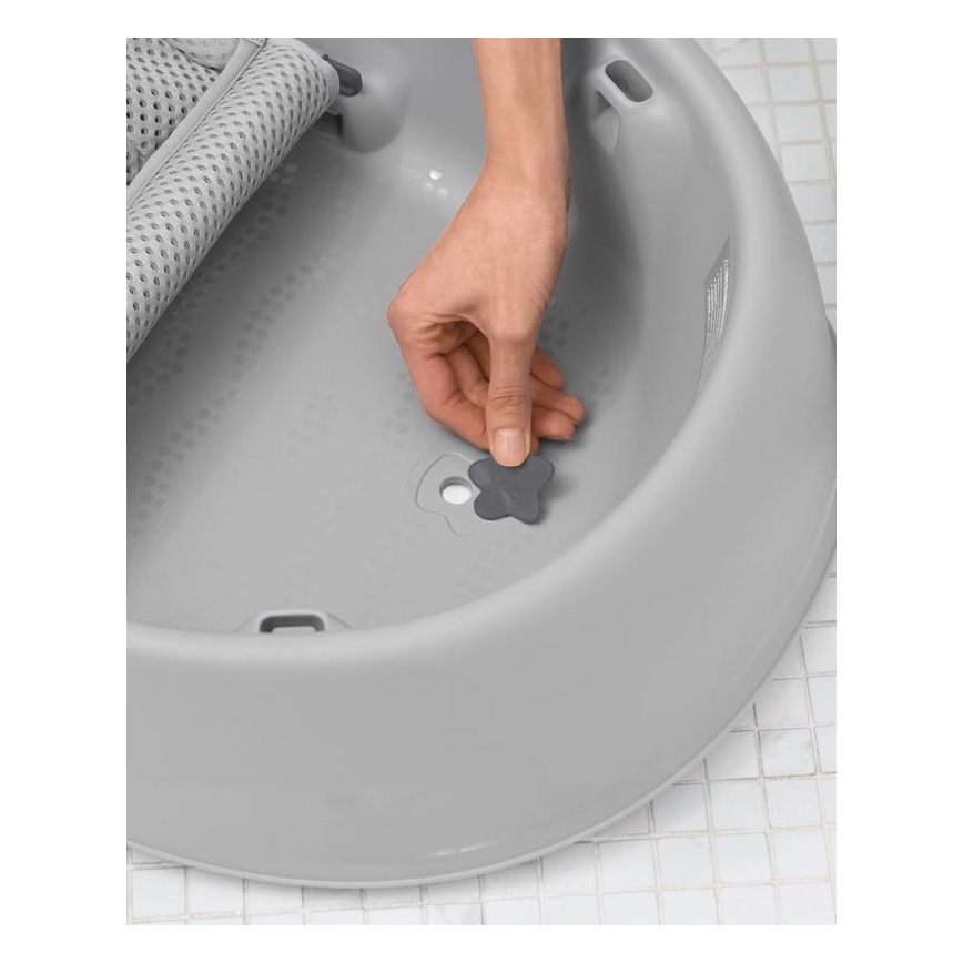 Skip Hop - Baignoire pour bébé avec tapis ergonomique MOBY 3 gris