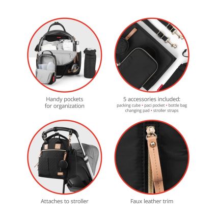 Skip Hop - Sac à dos à langer 6 en 1 SUITE SET noir pour poussette