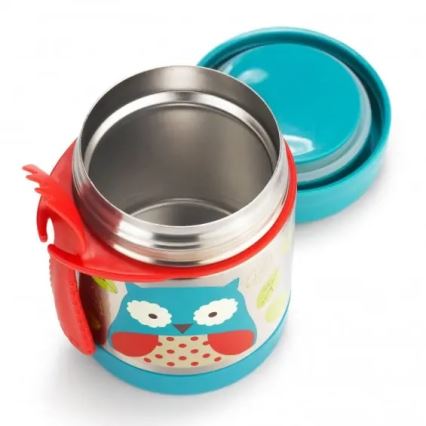Skip Hop - Thermos alimentaire ZOO 325 ml avec cuillère/fourchette au motif hibou