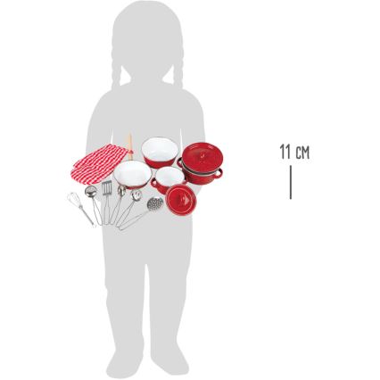 Small Foot - Ustensiles de cuisine enfant métal rouge