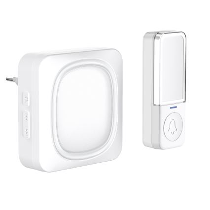 Sonnette sans fil avec éclairage LED pour prise 230V/1xCR2032 IP56 blanc