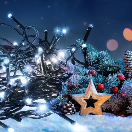 Guirlande lumineuse d'extérieur 200 LED — 8 fonctions, 15 m, IP44, blanc froid